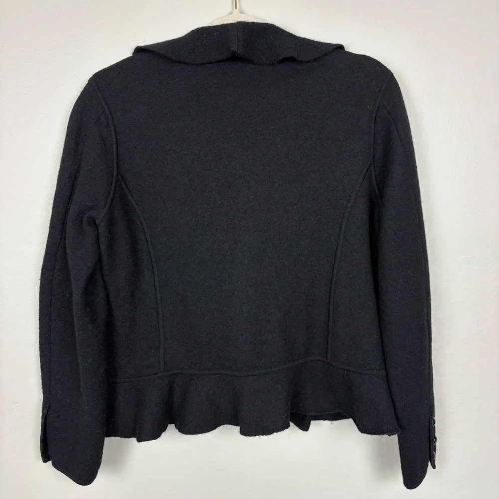 Jones New‎ York Petite Collection Wool Jacket Size M Black Ruffled Work Church